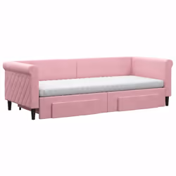 Divano Letto Estraibile con Cassetti Rosa 80x200 cm Vellutocod mxl 106698 - Vista aggiuntiva 3