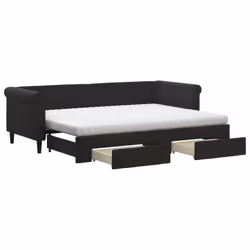 Divano Letto Estraibile con Cassetti Nero 80x200 cm in Vellutocod mxl 130739 - Vista aggiuntiva 2