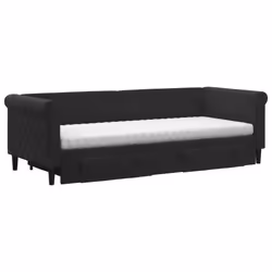 Divano Letto Estraibile con Cassetti Nero 80x200 cm in Vellutocod mxl 130739 - Vista aggiuntiva 3