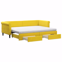 vidaXL Divano Letto Estraibile con Cassetti Giallo 80x200cm in Velluto - Vista aggiuntiva 2