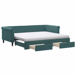 vidaXL Divano Letto Estraibile Cassetti Verde Scuro 90x200cm Velluto - Vista aggiuntiva 2