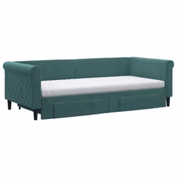 vidaXL Divano Letto Estraibile Cassetti Verde Scuro 90x200cm Velluto - Vista aggiuntiva 3