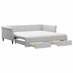 vidaXL Divano Letto Estraibile Cassetti Grigio Chiaro 100x200 Velluto - Vista aggiuntiva 2