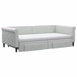 vidaXL Divano Letto Estraibile Cassetti Grigio Chiaro 100x200 Velluto - Vista aggiuntiva 3
