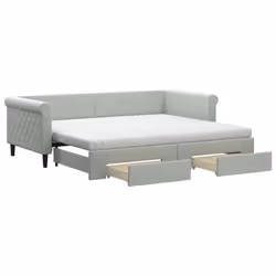 VidaXL 3197856, Divano letto, Grigio, Schiuma, Metallo, Poliestere, Legno, 2190 mm, 1000 mm
