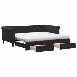vidaXL Divano Letto Estraibile con Cassetti Nero 90x190 cm in Velluto - Vista aggiuntiva 2