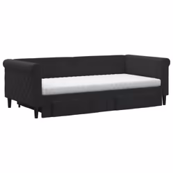 vidaXL Divano Letto Estraibile con Cassetti Nero 90x190 cm in Velluto - Vista aggiuntiva 3