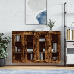 Armadietti a Parete 2 pz Rovere Fumo in Legno Multistratocod mxl 94144
