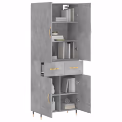 vidaXL Credenza Grigio Cemento 69,5x34x180 cm in Legno Multistrato - Vista aggiuntiva 3