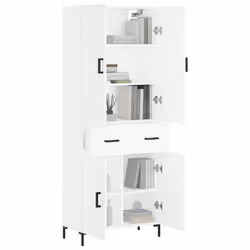 vidaXL Credenza Bianca 69,5x34x180 cm in Legno Multistrato - Vista aggiuntiva 3