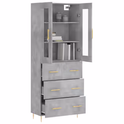 Credenza Grigio Cemento 69,5x34x180 cm in Legno Multistratocod mxl 77622 - Vista aggiuntiva 3