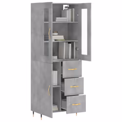 Credenza Grigio Cemento 69,5x34x180 cm in Legno Multistratocod mxl 77630 - Vista aggiuntiva 3