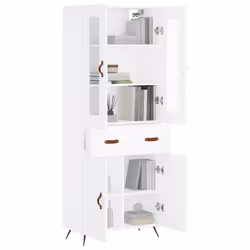 vidaXL Credenza Bianca 69,5x34x180 cm in Legno Multistrato - Vista aggiuntiva 3