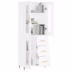 Credenza Bianca 69,5x34x180 cm in Legno Multistratocod mxl 78126 - Vista aggiuntiva 3