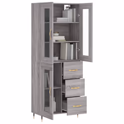 Credenza Grigio Sonoma 69,5x34x180 cm in Legno Multistratocod mxl 101949 - Vista aggiuntiva 3
