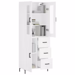 vidaXL Credenza Bianca 69,5x34x180 cm in Legno Multistrato - Vista aggiuntiva 3