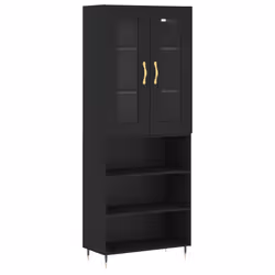 vidaXL Credenza Nera 69,5x34x180 cm in Legno Multistrato - Vista aggiuntiva 2