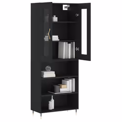 vidaXL Credenza Nera 69,5x34x180 cm in Legno Multistrato - Vista aggiuntiva 3