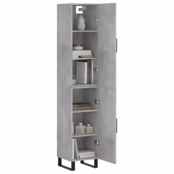 vidaXL Credenza Grigio Cemento 34,5x34x180 cm in Legno Multistrato - Vista aggiuntiva 3