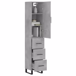 vidaXL Credenza Grigio Cemento 34,5x34x180 cm in Legno Multistrato - Vista aggiuntiva 3