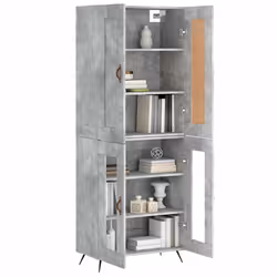 vidaXL Credenza Grigio Cemento 69,5x34x180 cm in Legno Multistrato - Vista aggiuntiva 3