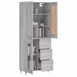 Credenza Grigio Sonoma 69,5x34x180 cm in Legno Multistratocod mxl 83573 - Vista aggiuntiva 3