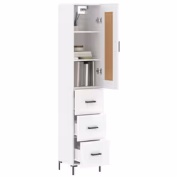 vidaXL Credenza Bianca 34,5x34x180 cm in Legno Multistrato - Vista aggiuntiva 3