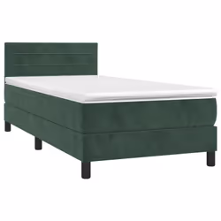 Giroletto a Molle con Materasso Verde Scuro 90x190 cm Vellutocod mxl 75648 - Vista aggiuntiva 3