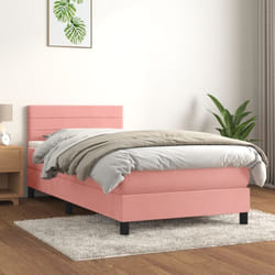 Giroletto a Molle con Materasso Rosa 90x190 cm in Velluto Vidaxl 432396