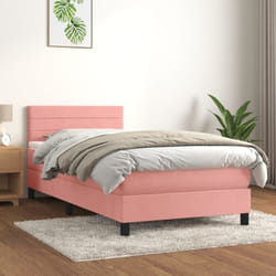 vidaXL Giroletto a Molle con Materasso Rosa 90x200 cm in Velluto