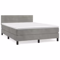 Giroletto a Molle con Materasso Grigio Chiaro 140x190cm Vellutocod mxl 76767 - Vista aggiuntiva 2
