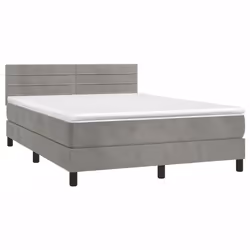 Giroletto a Molle con Materasso Grigio Chiaro 140x190cm Vellutocod mxl 76767 - Vista aggiuntiva 3