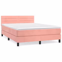 Giroletto a Molle con Materasso Rosa 140x190 cm in Vellutocod mxl 99661 - Vista aggiuntiva 2