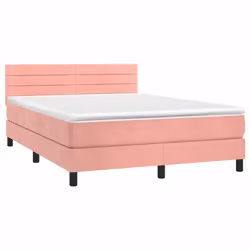 Giroletto a Molle con Materasso Rosa 140x190 cm in Vellutocod mxl 99661 - Vista aggiuntiva 3