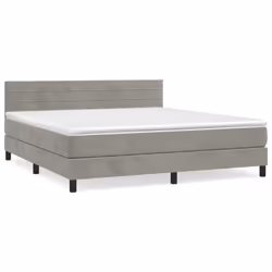 vidaXL Giroletto a Molle con Materasso Grigio Chiaro 160x200cm Velluto - Vista aggiuntiva 2