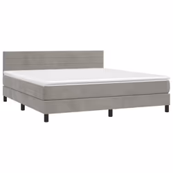 vidaXL Giroletto a Molle con Materasso Grigio Chiaro 160x200cm Velluto - Vista aggiuntiva 3