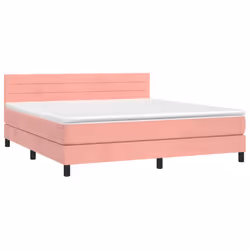 vidaXL Giroletto a Molle con Materasso Rosa 160x200 cm in Velluto - Vista aggiuntiva 3