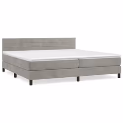 vidaXL Giroletto a Molle con Materasso Grigio Chiaro 200x200cm Velluto - Vista aggiuntiva 2