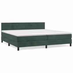 vidaXL Giroletto a Molle con Materasso Verde Scuro 200x200 cm Velluto - Vista aggiuntiva 2