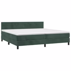 vidaXL Giroletto a Molle con Materasso Verde Scuro 200x200 cm Velluto - Vista aggiuntiva 3