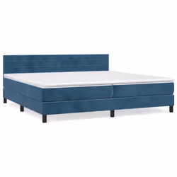 vidaXL Giroletto a Molle con Materasso Blu Scuro 200x200 cm in Velluto - Vista aggiuntiva 2