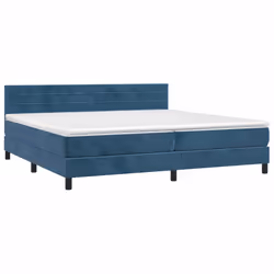 vidaXL Giroletto a Molle con Materasso Blu Scuro 200x200 cm in Velluto - Vista aggiuntiva 3