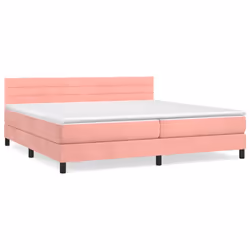 vidaXL Giroletto a Molle con Materasso Rosa 200x200 cm in Velluto - Vista aggiuntiva 2