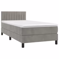 vidaXL Giroletto a Molle con Materasso Grigio Chiaro 80x200 cm Velluto - Vista aggiuntiva 3