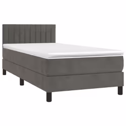 Giroletto a Molle con Materasso Grigio Scuro 80x200 cm Vellutocod mxl 75674 - Vista aggiuntiva 3