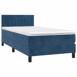 vidaXL Giroletto a Molle con Materasso Blu Scuro 80x200 cm in Velluto - Vista aggiuntiva 3