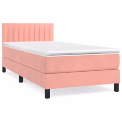 vidaXL Giroletto a Molle con Materasso Rosa 80x200 cm in Velluto - Vista aggiuntiva 2