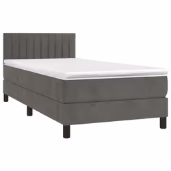 Giroletto a Molle con Materasso Grigio Scuro 90x190 cm Vellutocod mxl 123599 - Vista aggiuntiva 3