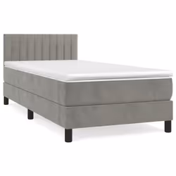 vidaXL Giroletto a Molle con Materasso Grigio Chiaro 90x200 cm Velluto - Vista aggiuntiva 2
