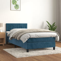 vidaXL Giroletto a Molle con Materasso Blu Scuro 100x200 cm in Velluto